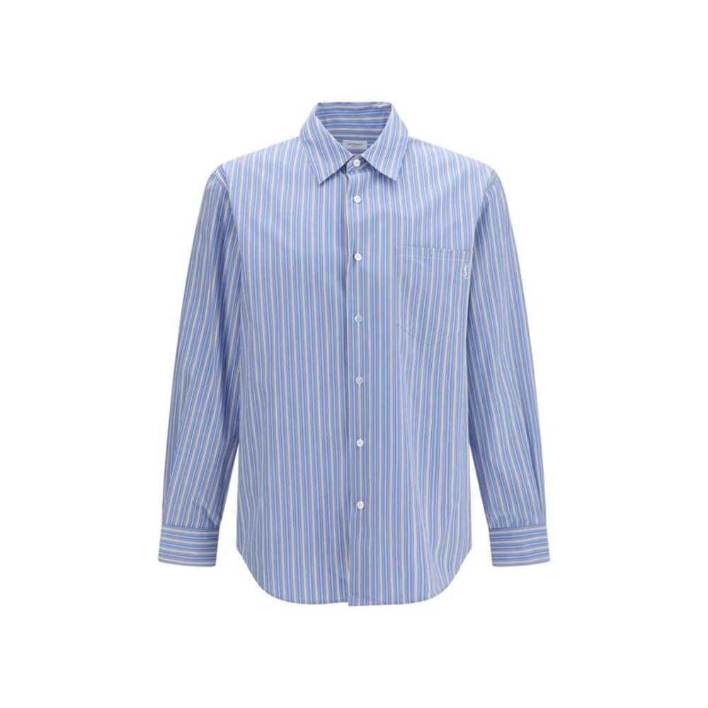 Saint Laurent Blue Cotton Pattern Men's Shirt